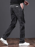 kkboxly Men's Semi-formal Jeans, Chic Classic Design Denim Pants For Business