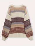 kkboxly  Plus Size Casual Sweater, Women's Plus Colorblock Long Sleeve Round Neck High Stretch Jumper