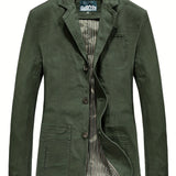 kkboxly  Men's Cotton Big Pocket Blazer, Men's Casual Lapel Button Up Jacket For Fall Winter Leisure Outdoor