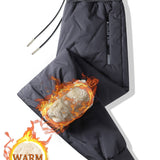 kkboxly  Men's Winter New Fashion Trend Waterproof, Windproof, Warm, Fleece And Thickened Casual Loose Sports Trousers And Casual Pants