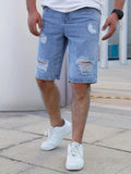 kkboxly  Men's New Washed Ripped Denim Shorts For Spring And Summer