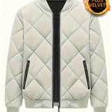 kkboxly  Warm Thick Jacket, Men's Casual Zipper Pockets Stand Collar Jacket For Fall Winter