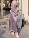 kkboxly  Elegant Backless Halter Neck Dress, Sleeveless Solid Color Maxi Length Dress, Women's Clothing