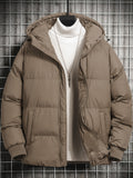 kkboxly  Men's Casual Warm Hooded Coat, Zip Up Puffer Coat Padded Jacket For Fall Winter