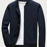 kkboxly  Classic Design Windbreaker Jacket, Men's Casual Stand Collar Zip Up Jacket Coat For Spring Fall Outdoor Hiking Camping Cycling