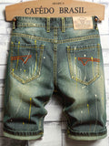 kkboxly  Men's Stylish Short Jeans, Casual Straight Distressed Fit Ripped Denim Shorts For Summer
