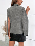 kkboxly  Split Long Sleeve Blazer, Elegant Lapel Open Front Outerwear, Women's Clothing