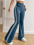 kkboxly  Side Striped Flare Leg Pants, Casual High Waist Pants, Women's Clothing