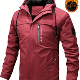 kkboxly  Warm Fleece Hooded Jacket, Men's Casual Winter Jacket Coat For Outdoor Activities