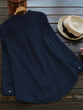 kkboxly   Solid Button Front Blouse, Casual V Neck Long Sleeve Blouse, Women's Clothing