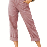 kkboxly  Solid Elastic Waist Pants, Casual Wide Leg Pants For Spring & Summer, Women's Clothing