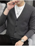 kkboxly  Plus Size Men's V-Neck Casual Button Sweater Cardigan For Autumn/Winter