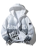 kkboxly  Men's Gradient Color Hooded Jacket Casual Versatile Zip Up Jacket With Full Letter Print Best Sellers