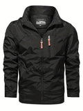 kkboxly Trendy Windbreaker Hooded Jacket, Men's Casual Zip Up Jacket Coat For Spring Fall Outdoor Activities