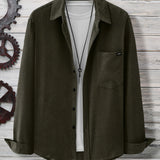 kkboxly  Plus Size Men's Olid Textured Shirt For Spring/autumn, Long Sleeve Oversized Shirt For Males, Men's Clothing