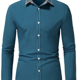 kkboxly  Men's Button Down Plaid Collar  Long Sleeve Shirt, Business Casual Dress Shirts