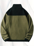 kkboxly  Men's Polar Fleece Jacket, Casual Stand Collar Zipper Pockets Coat For Fall Winter
