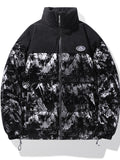 Men's Warm Stand Collar Contrast Cotton Padded Jacket Coat For Winter