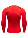 kkboxly  Men's Red Compression Shirts, Quick-dry Long Sleeve Athletic Workout Tops, Base Layers T-shirts