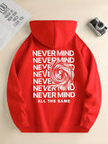 kkboxly  ''NEVER MIND'' Swirl Print Hoodies For Men, Graphic Hoodie With Kangaroo Pocket, Comfy Loose Trendy Hooded Pullover, Mens Clothing For Autumn Winter
