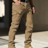 Trendy Solid Cargo Pants, Men's Multi Flap Pocket Trousers, Loose Casual Outdoor Pants, Men's Work Pants Outdoors Streetwear