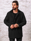 kkboxly  Plus Size Men's Solid Fleece Coat Fashion Casual Elegant Tops Button Up Jacket For Fall Winter, Men's Clothing