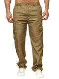 kkboxly  Plus Size Men Solid Pants Casual Cargo Pants For Spring Fall Winter, Men's Clothing