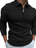 kkboxly  Men's Jacket Waffle Pattern Coat Jackets Lapel Hipster Full Zip Up Coats Streetwear Jacket