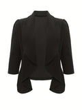 Solid Shawl Collar Blazer, Elegant Open Front Work Office Outerwear, Women's Clothing