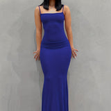 Solid Spaghetti Strap Dress, Sexy Sleeveless Bodycon Maxi Dress, Women's Clothing