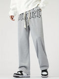 kkboxly  Men's Casual Loose Fit Letter Print Straight Leg Trousers