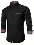 kkboxly  Casual Denim Button Up Shirt, Men's Clothes For Spring And Fall