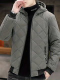 kkboxly  Warm Winter Plush Hooded Jacket, Men's Casual Zip Up Cotton Padded Jacket For Fall Winter Outdoor