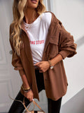kkboxly  Button Front Solid Jacket, Casual Long Sleeve Versatile Outerwear, Women's Clothing
