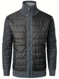 kkboxly  Full Zip Cardigan Sweater Stand Collar Casual Cable Knit Warm Knitwear Puffer Jacket Coat For Autumn Winter