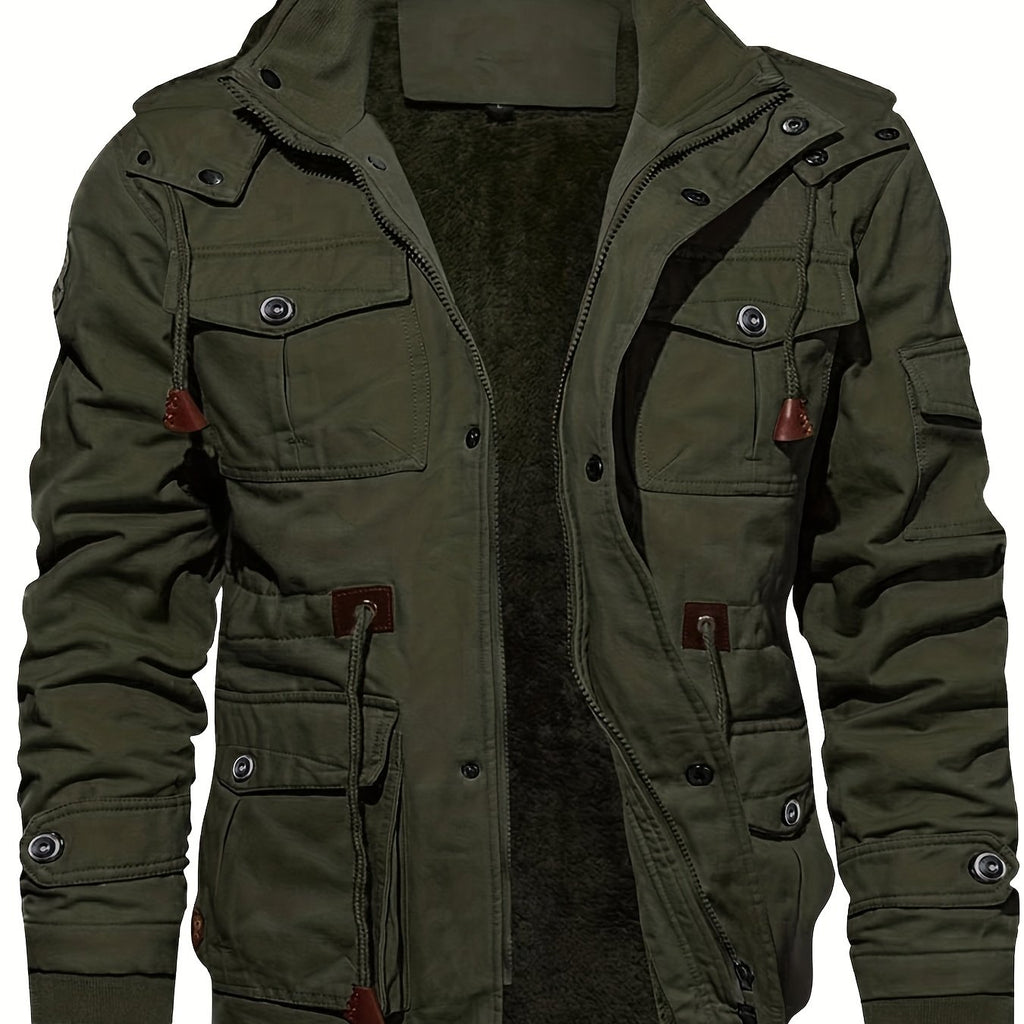 kkboxly  Men's Military Cargo Jacket Windproof Hiking Outwear Coat