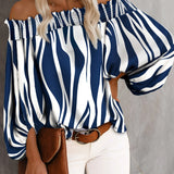 kkboxlyOff Shoulder Ruffle Trim Blouse, Casual Shirred Long Sleeve Blouse For Spring & Fall, Women's Clothing