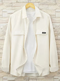 kkboxly Men's Solid Color Long Sleeve Casual Jacket, Loose Trendy Comfy Shirt For Spring Autumn