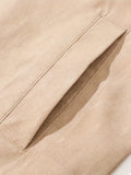 kkboxly  Men's Casual Loose Fit Jacket, Vintage Style Lapel Preppy Style Zip Up Jacket