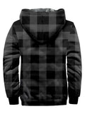 Printed Warm Fleece Coat, Men's Casual Hooded Warm Thick Jacket For Fall Winter