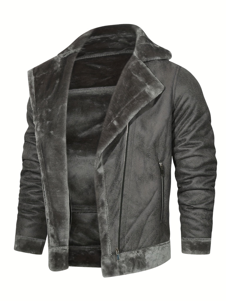 Men's Pu Jacket, Chic Faux Leather Jacket For Fall Winter