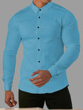 kkboxly  Men's Formal Classic Design Button Up Shirt, Male Clothes For Spring And Fall Business Occasion