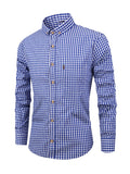 kkboxly  Men's Casual Slim Cotton Plaid Shirt Best Sellers Best Sellers, Men's Tops