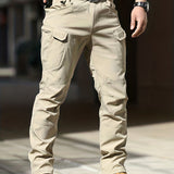 Trendy Solid Cargo Pants, Men's Multi Flap Pocket Trousers, Loose Casual Outdoor Pants, Men's Work Pants Outdoors Streetwear Hip Hop Style