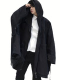 kkboxly  Men's Trendy Oversize Windbreaker, Casual Streetwear Zip Up Loose Hooded Coat For Outdoor