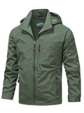 kkboxly  Men's Fall/Winter Casual Lightweight Waterproof Windbreaker Hooded Jacket With Zipped Pockets