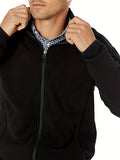 kkboxly  Warm Plush Fleece Jacket, Men's Casual Zip Up Solid Color Stand Collar Jacket Coat For Fall Winter