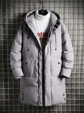 kkboxly  Men's Warm Hooded Cotton Padded Jacket, Casual Zip Up Overcoat For Fall Winter