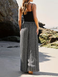 kkboxly  Floral Print Elastic Waist Slit Wide Leg Pants, Casual Loose Pants For Spring & Fall, Women's Clothing