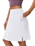 kkboxly  Tennis Sports Mid-Length Skorts, Soft Breathable Quick Drying Yoga Fitness Golf Skirts With Phone Pocket